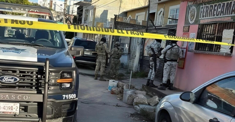 Guardia Nacional en el lugar de ejecución en la colonia El Espejo I